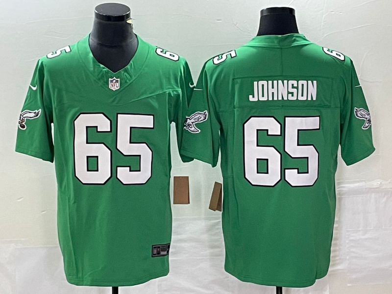 Men's Philadelphia Eagles Fred Johnson #65 Kelly Green Jersey